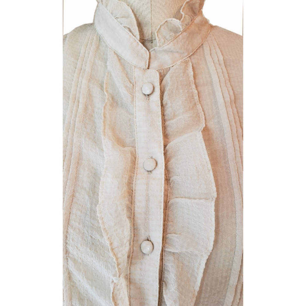 Sheer Ruffle Button Shirt - Picture 2 of 7